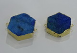 NGC1331 30*30mm - 35*35mm hexagon druzy agate connectors