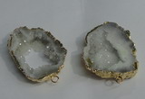 NGC136 30*40mm - 35*45mm freeform plated druzy agate connectors