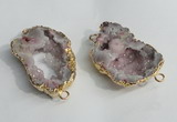 NGC137 30*40mm - 35*45mm freeform plated druzy agate connectors