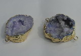 NGC138 30*40mm - 35*45mm freeform plated druzy agate connectors