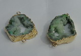 NGC140 30*40mm - 35*45mm freeform plated druzy agate connectors