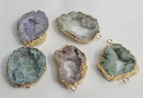 NGC141 30*40mm - 35*45mm freeform plated druzy agate connectors