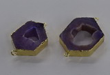 NGC1426 18*25mm - 25*35mm hexagon druzy agate connectors