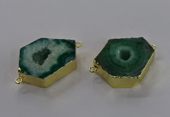 NGC1429 18*25mm - 25*35mm hexagon druzy agate connectors