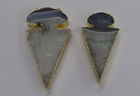 NGC1439 35*60mm - 40*75mm arrowhead agate gemstone connectors