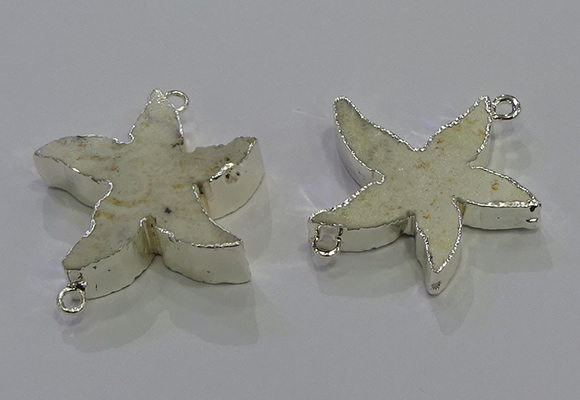 NGC1455 28mm - 30mm starfish fossil coral connectors wholesale