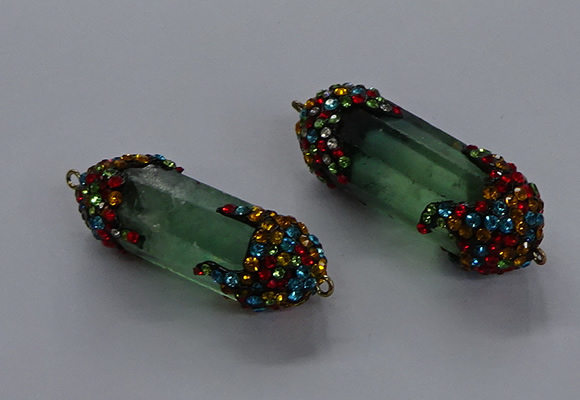 NGC1464 15*40mm - 15*45mm faceted nuggets green fluorite connectors