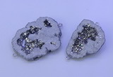 NGC1472 28*35mm - 40*45mm freeform plated druzy agate connectors