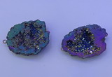 NGC1476 28*35mm - 40*45mm freeform plated druzy agate connectors