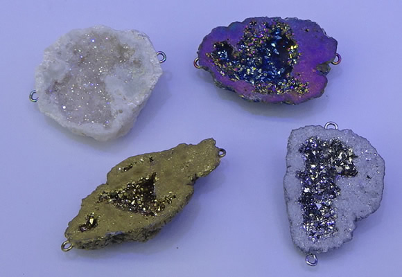 NGC1478 28*35mm - 40*45mm freeform plated druzy agate connectors