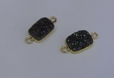 NGC1508 10*14mm rectangle druzy quartz gemstone connectors wholesale