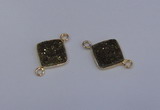 NGC1530 12*12mm diamond druzy quartz gemstone connectors wholesale