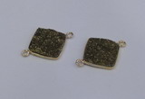 NGC1536 18*18mm diamond druzy quartz gemstone connectors wholesale