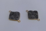 NGC1537 18*18mm diamond druzy quartz gemstone connectors wholesale