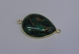 NGC1550 22*30mm teardrop malachite & pyrite gemstone connectors