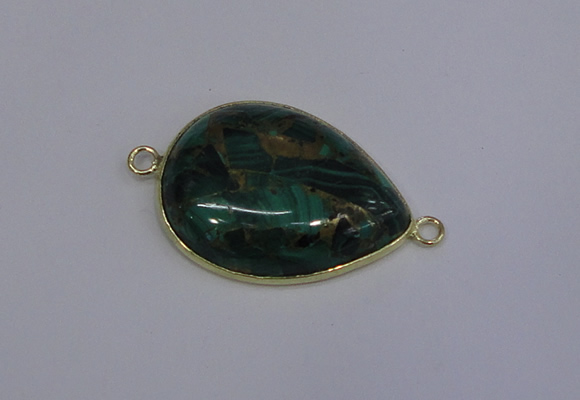 NGC1550 22*30mm teardrop malachite & pyrite gemstone connectors