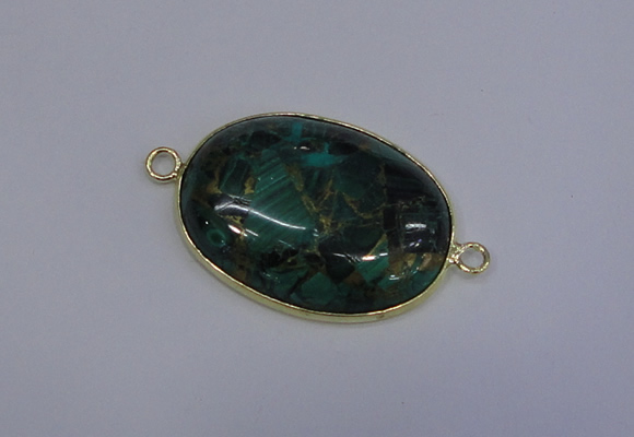 NGC1551 22*30mm oval malachite & pyrite gemstone connectors