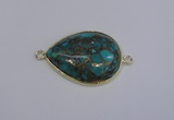 NGC1553 22*30mm teardrop turquoise & pyrite gemstone connectors