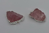 NGC1559 18*25mm - 30*35mm freeform rose quartz connectors