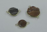 NGC156 14mm - 20mm coin plated druzy agate connectors