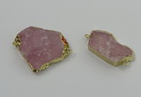 NGC1560 18*25mm - 30*35mm freeform rose quartz connectors