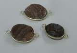 NGC157 15mm - 25mm freeform plated druzy agate connectors