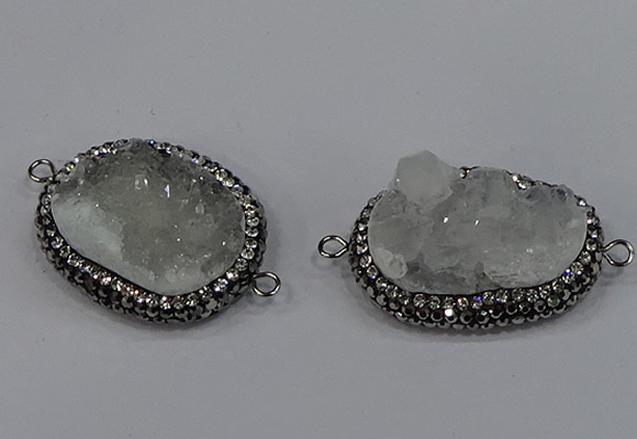 NGC1630 20*25mm - 22*30mm freeform druzy quartz connectors