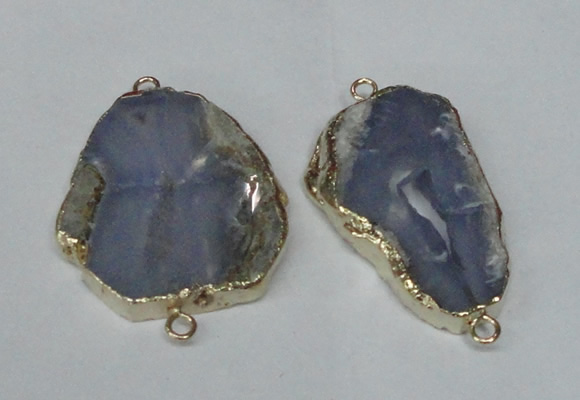 NGC164 30*40mm - 40*45mm freeform blue lace agate connectors