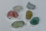 NGC168 20*30mm - 25*35mm freeform plated druzy agate connectors