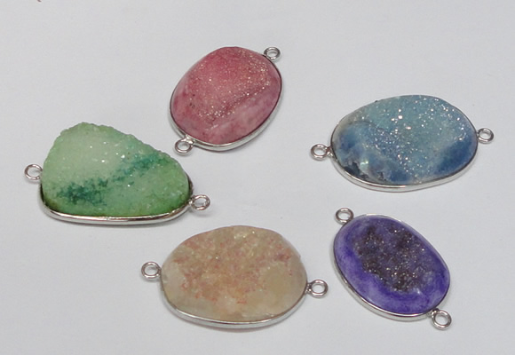 NGC169 20*30mm - 25*35mm freeform plated druzy agate connectors