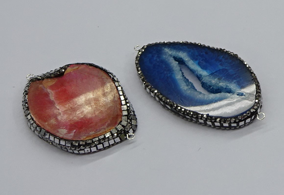 NGC1740 35*45mm - 40*50mm freeform druzy agate connectors