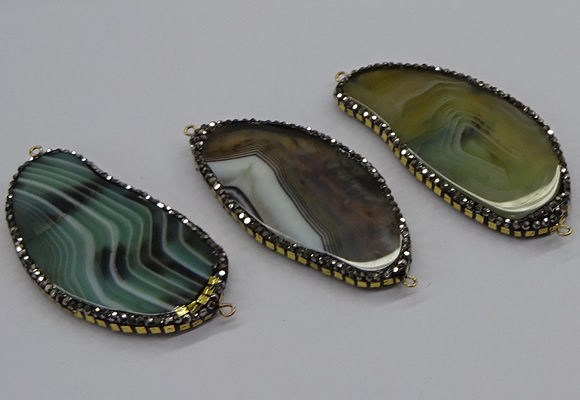 NGC1743 20*60mm - 35*70mm freeform agate gemstone connectors