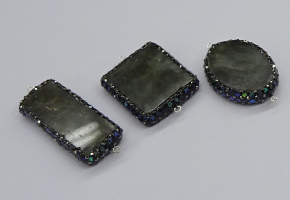 NGC1746 22*50mm - 30*40mm freeform labradorite connectors