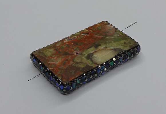 NGC1767 40*60mm rectangle ocean agate connectors wholesale