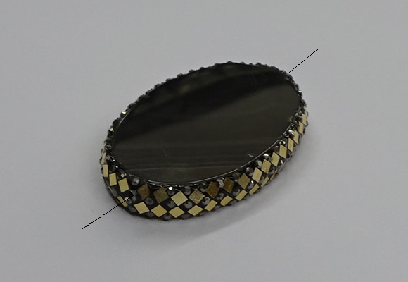 NGC1781 35*55mm oval agate gemstone connectors wholesale