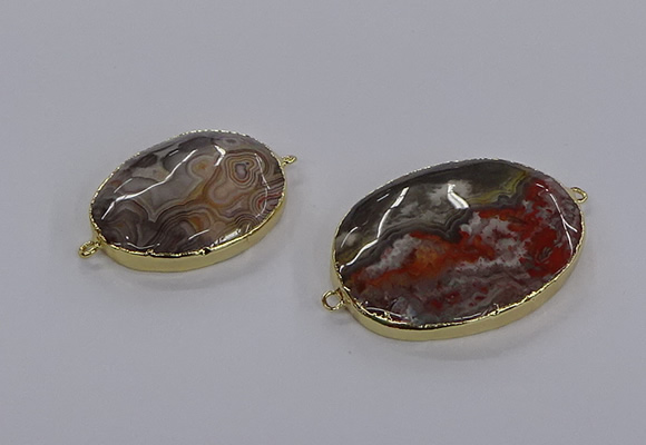 NGC1811 25*35mm - 35*45mm oval crazy lace agate connectors