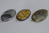 NGC1829 35*50mm oval agate gemstone connectors wholesale