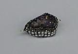 NGC1850 22*30mm - 25*35mm flat teardrop plated druzy amethyst connectors