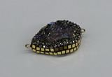 NGC1851 22*30mm - 25*35mm flat teardrop plated druzy amethyst connectors