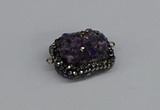 NGC1857 15*35mm - 22*30mm rectangle plated druzy amethyst connectors