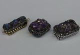 NGC1858 15*35mm - 22*30mm rectangle plated druzy amethyst connectors