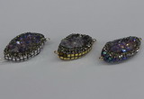 NGC1863 20*30mm - 22*35mm marquise plated druzy amethyst connectors