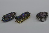 NGC1865 15*30mm - 25*35mm freeform plated druzy amethyst connectors