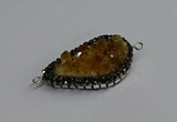 NGC1870 22*35mm - 25*40mm freeform druzy citrine connectors