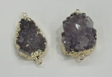 NGC196 20*28mm - 25*30mm freeform druzy amethyst connectors