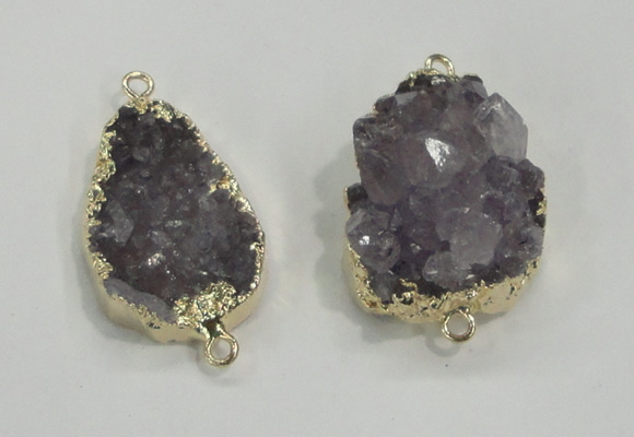 NGC196 20*28mm - 25*30mm freeform druzy amethyst connectors