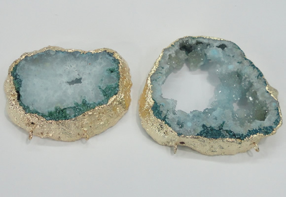 NGC203 50*60mm - 55*75mm freeform druzy agate connectors