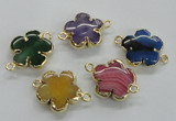 NGC218 24mm - 25mm flower agate gemstone connectors wholesale