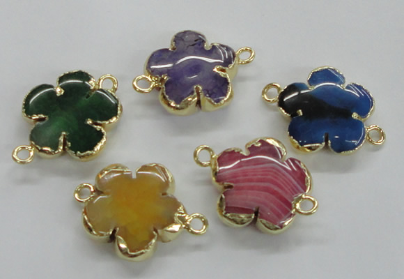 NGC218 24mm - 25mm flower agate gemstone connectors wholesale