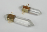 NGC226 10*35mm - 12*45mm faceted nuggets white crystal connectors